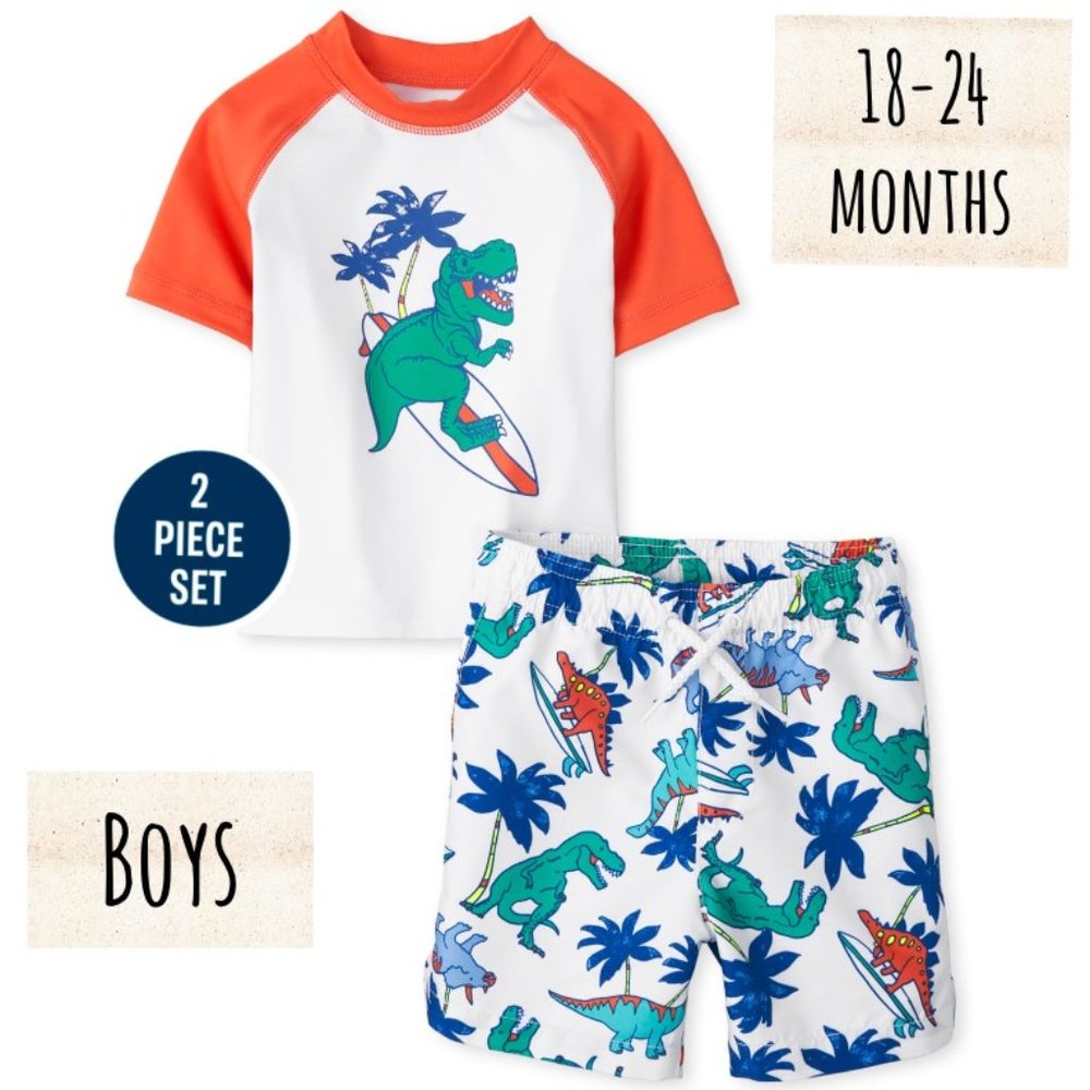 The Children's Place baby Boys Dino Swim Set 18-24